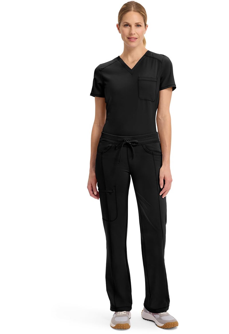 Cherokee Women's Infinity Low-Rise Straight Leg Drawstring Pant, Black, XX-Large - Image 3